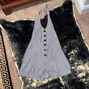 NEW | striped halter button romper